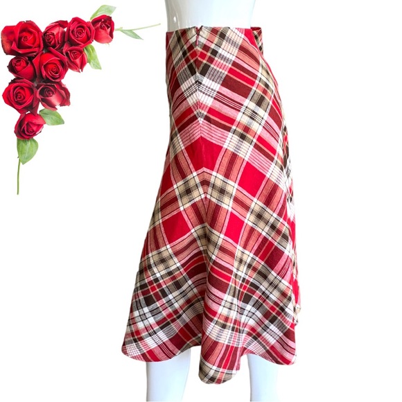 JONES NEW YORK VINTAGE LINEN PLAID A-LINE SKIRT. WOMEN’S SIZE 8 - Picture 2 of 7